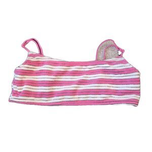 TRIANGL L Pink White Vacation Resortwear Beach Barbiecore Terry Cloth Bikini Top